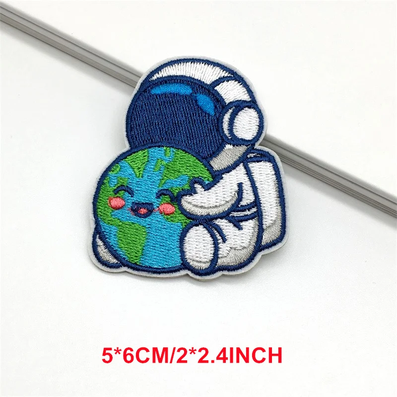 6pcs/lot Cartoon Astronaut Patches on Clothes Sticker Self-adhesive Stripes for Clothing Embroidery patch Appliques Rocket Badge