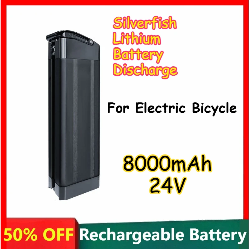 

24V 8/10/12.5/15/17.5Ah Large Capacity Replaceable Battery for Electric Bike Silver fish Lithium Battery Discharge Bottom Output