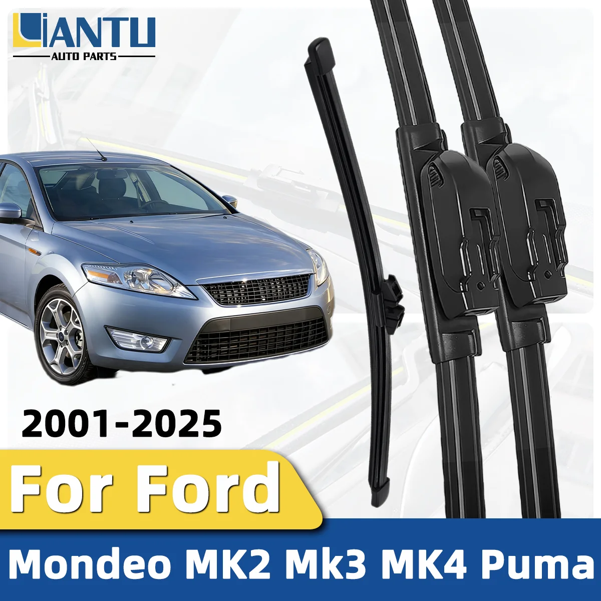 1/3-teiliges Frontscheibenwischer-Set für Ford Mondeo MK2 Mk3 MK4 Puma 2001-2025 Windschutzscheibenwischer Geräuscharmer Wischer Autoteile