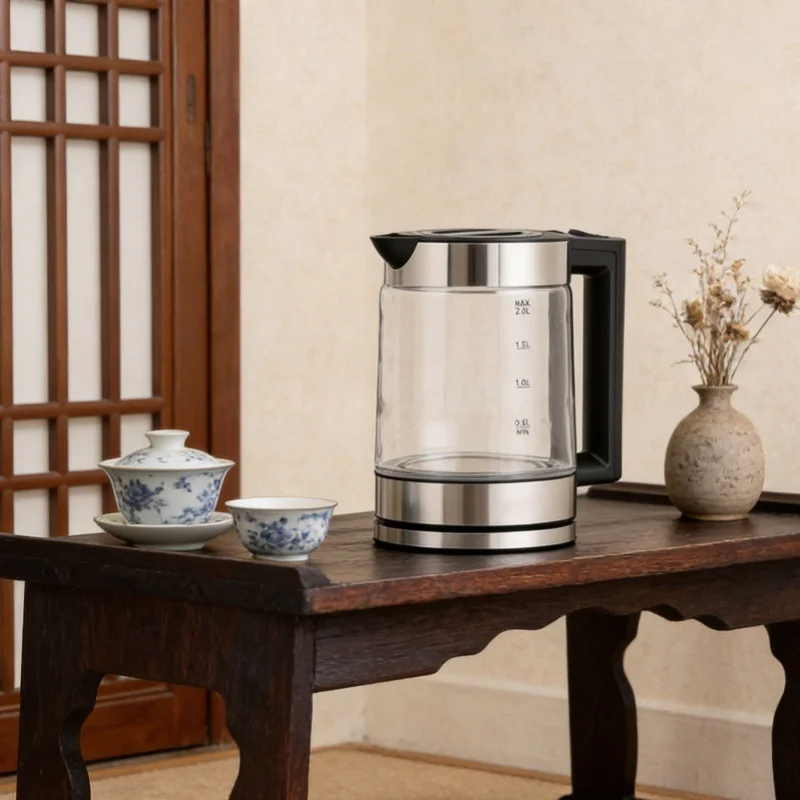 Electric Turkish Tea Maker 2000W Borosilicate Glass Tea Kettle Stainless Steel Infuser 2L Kettle 0.8L Teapot Capacity