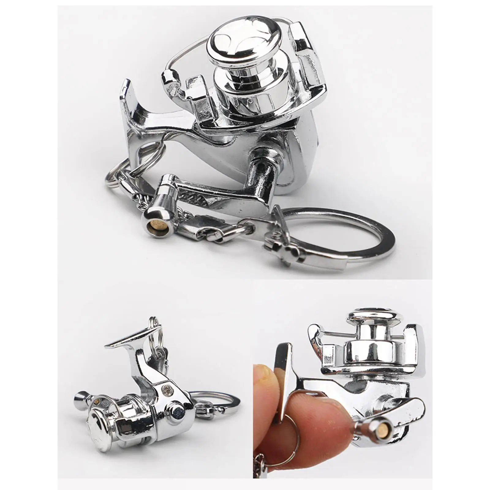 Delicate Fly Fishing Reel Miniature Pendant Aluminum Alloy Key Chain