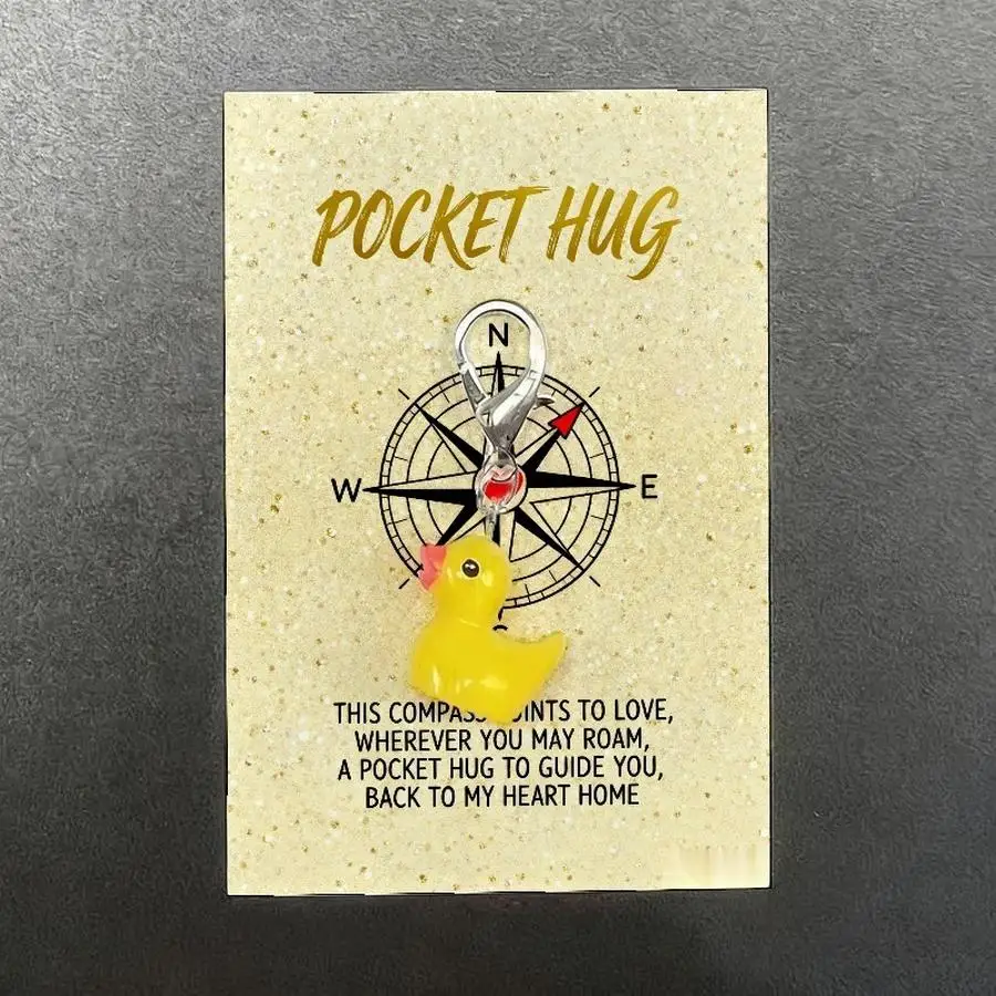 1/5/10/20/50/100pcs Cute Thank You Duck Keychains for Men and Women Durable Metal Backpack Charms with Appreciation Cards, Pocke