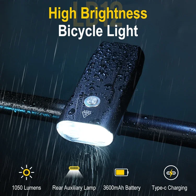 Boruit LD12 Bike Lights Led 1050 hight Lumens Rechargeable Bicycle Headlight Road MTB Cycling Front Lights