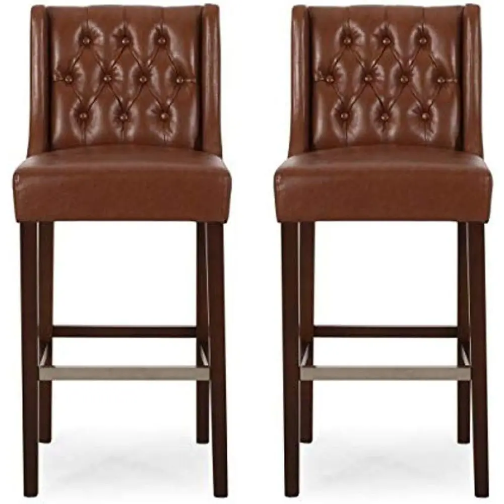 

Современные барные стулья Wingback (комплект из 2 шт.), коричневый цвет коньяк, кожа