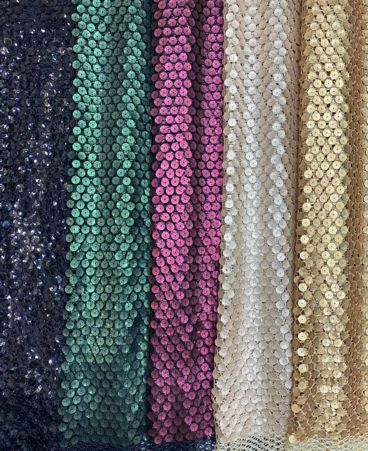 

Gorgeous 12mm sequin embroidered hollow mesh fabric for DIY sewing, stage costumes, parties, evening gowns, sequin fabric