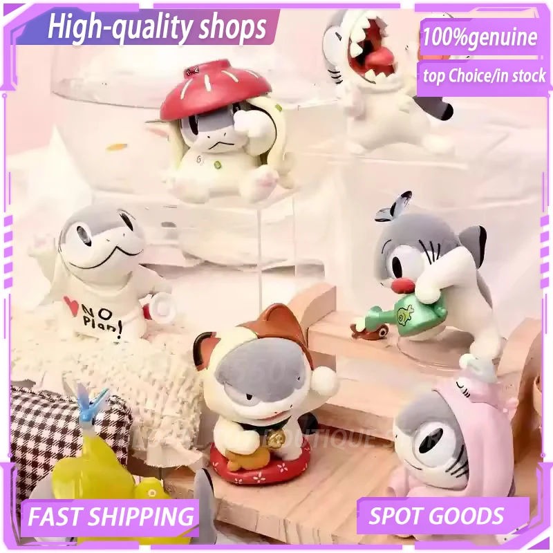 

New Product Genuine Shark Kitty Series First Bullet Blind Box Pvc Flocking Cartoon Cute Image Doll Toy Bedside Decoration Gifts