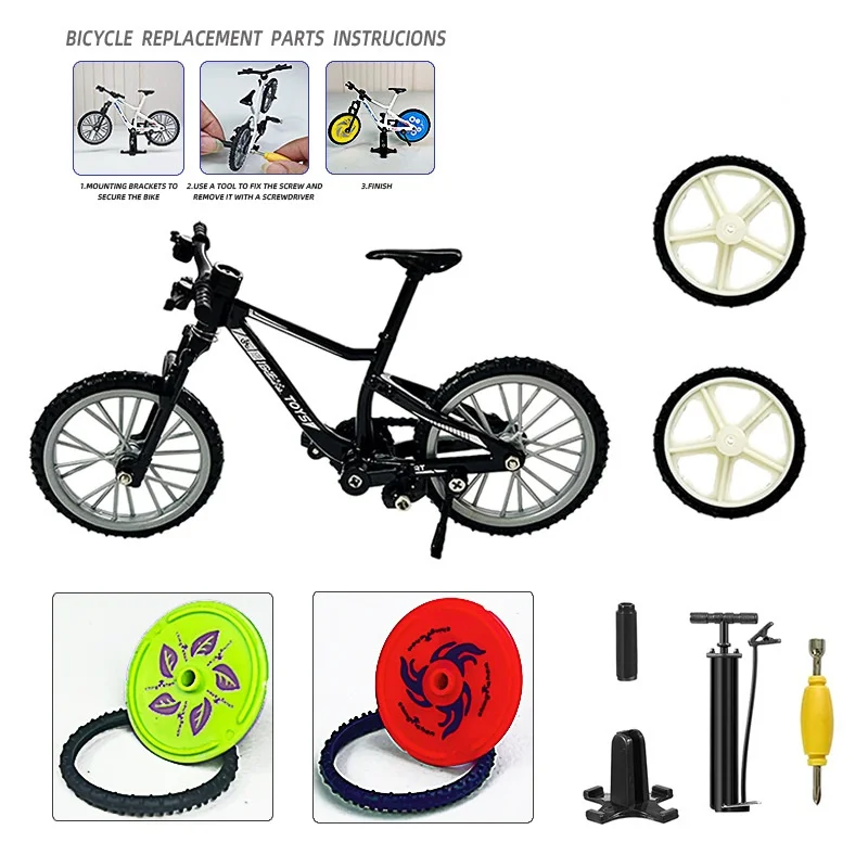 نموذج دراجة صغير مقلد، لعبة دراجة الطريق، تزيين الكيك، منتج قابل للجمع، دراجة ذاتية الصنع بعجلات قابلة للإزالة، مركبة مصنوعة من خليط معدني