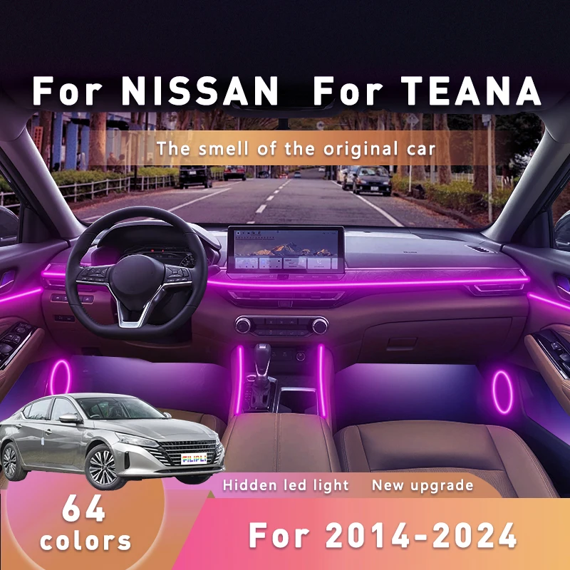 

FILIPLI For NISSAN TEANA GLC260 For 2020 Precision Fit Car Interior Neon Ambient LED Strip Music Sync Rhythm Lamp By App Control