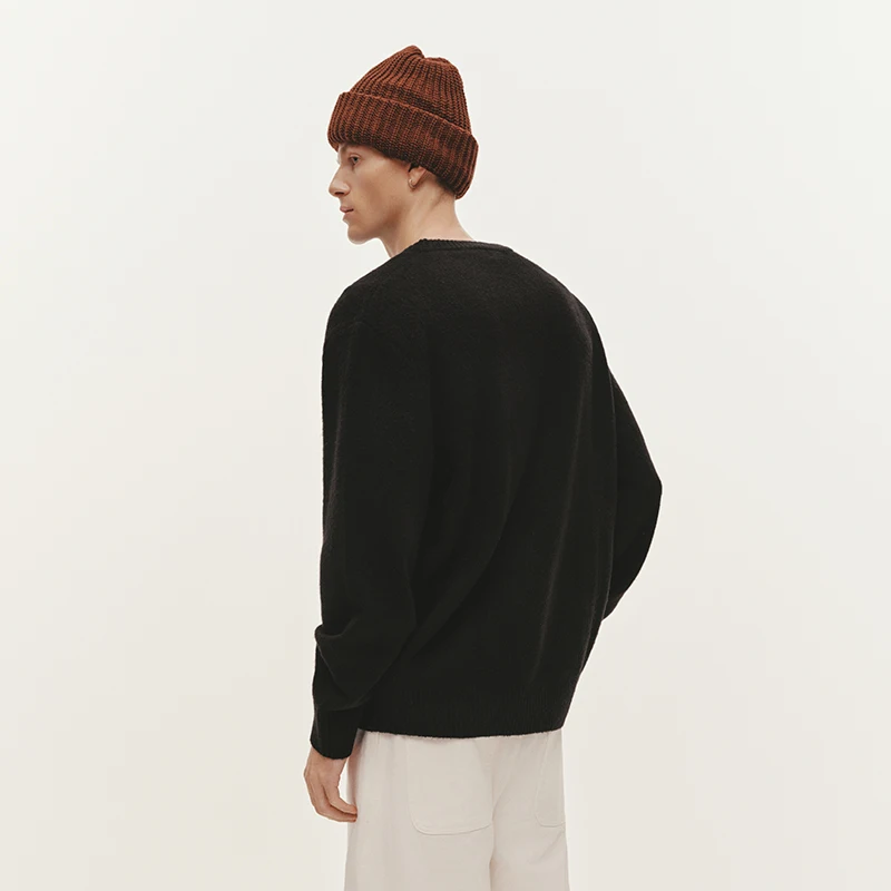 Men's Knitted Sweater with Faux Mink Puppy Jacquard - Winter Pullover