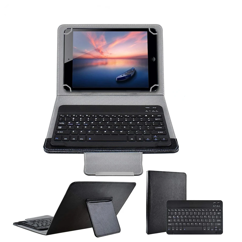 

Mini Wireless Keyboard for iOS Windows Android with PU Leather Case Cover Stand for 9 10 inch Tablet