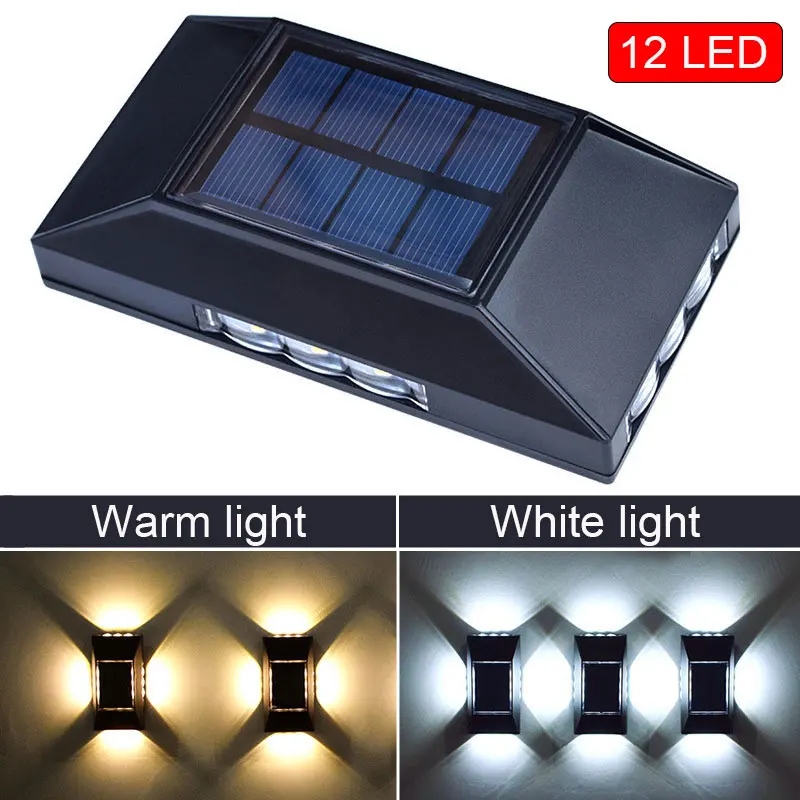 Imagem -06 - Luz Solar Led Jardim ao ar Livre Decoração Luzes à Prova Impermeável Água 12 Led Solar Lâmpadas de Parede Jardim Rua Paisagem Varanda Decoração