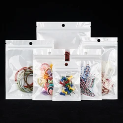 100pcs White Dustproof Sealing Sachet Bag,Phone Case Accessories Jewelry Packing,1 Side Transparent Ziplock Bags