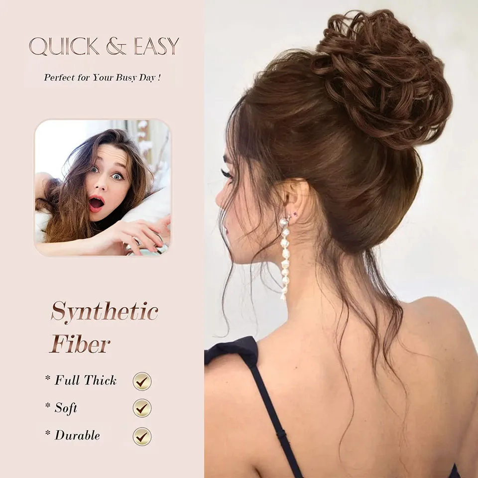 Ola synthetische Chignon chaotisch Brötchen Krallen clip in Haarteil wellig lockiges Haar Brötchen Pferdes chwanz Verlängerungen Scrunchie Haar teile für Frauen