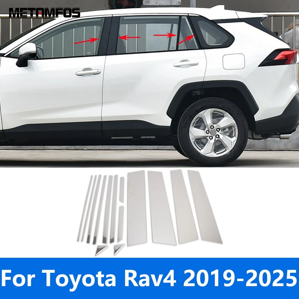 

Центральная оконная стойка B C, накладка на крышку, наклейка для Toyota Rav4 Rav 4 2019-2023 2024 2025, внешние аксессуары из нержавеющей стали