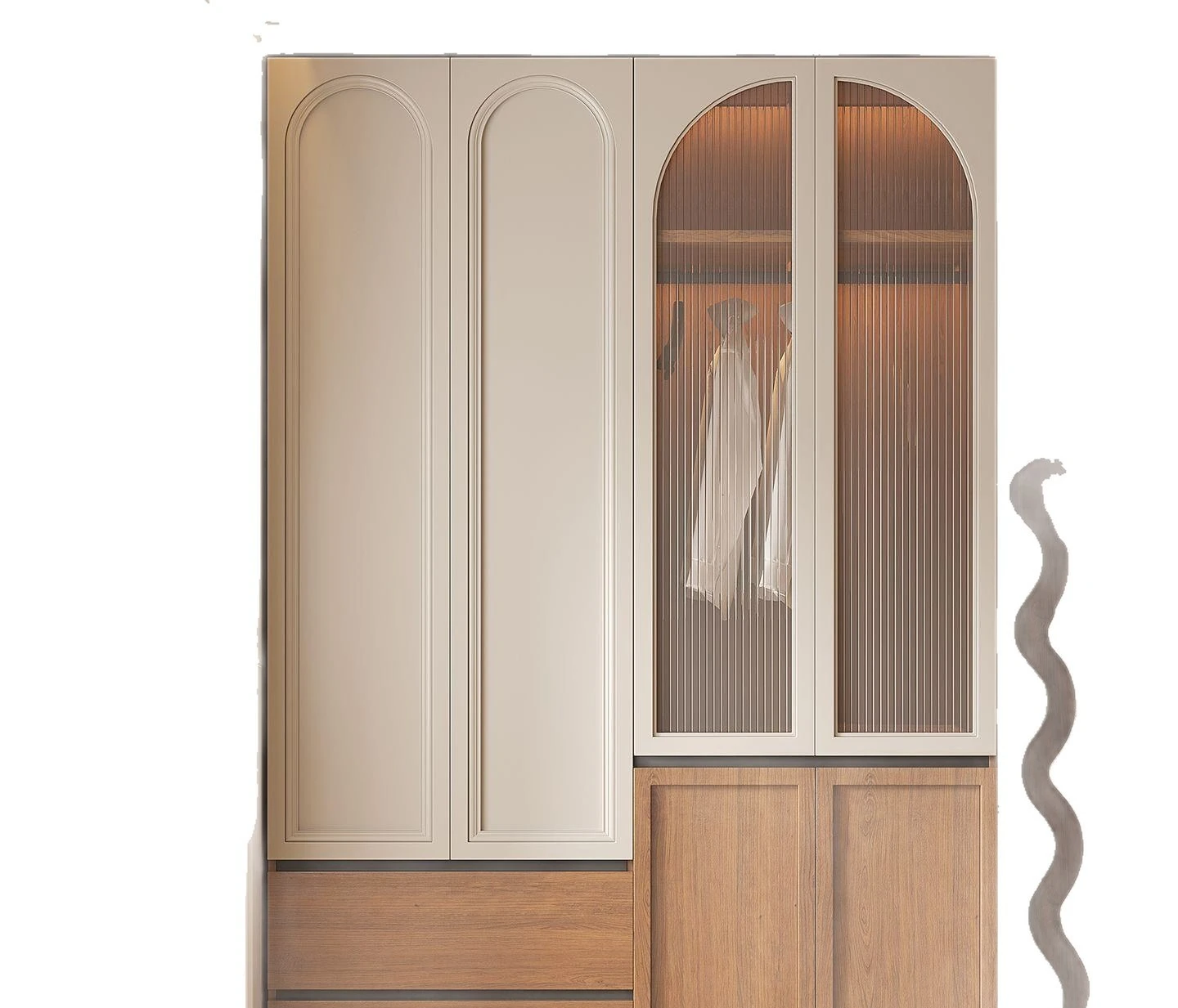 

Medieval segmented solid wood glass wardrobe one door to the top free handle modern simple desk