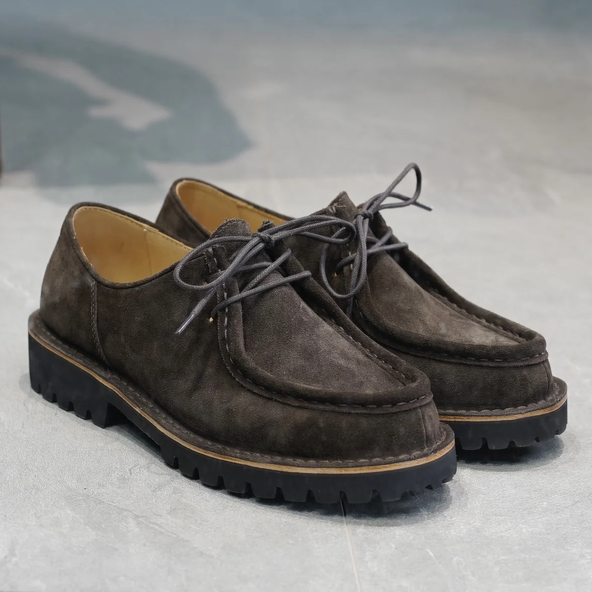 

Turned Out Sewn Leather Michael Derby Shoes Classic Indian Style Wallabee Shoes Vintage Desert Boots Goodyear Welted Footwear