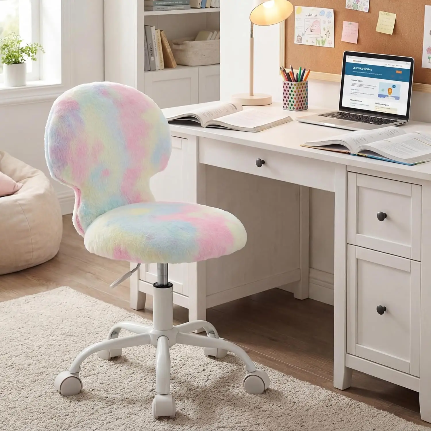 

Kids Desk Chair, Desk Chair Comfy for 8-12, Cute Fluffy Office Chairs, Kids Computer Chairs, Adjustable Ergonomic, Customized