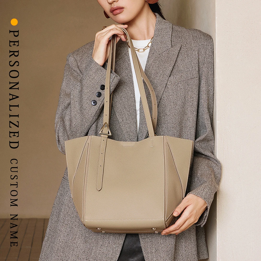 

New Womens Handbag Genuine Leather Tote Bag Geometric Foldable Shoulder Bag Large Purse Sac De Luxe Femme Fashion Women's bag