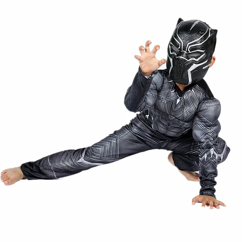 Costumes de la Panthère Noire Marvel pour Enfant, Déguisement d'Halloween, services.com America, Guerre Civile, Sourire Avant, 4-12 Ans