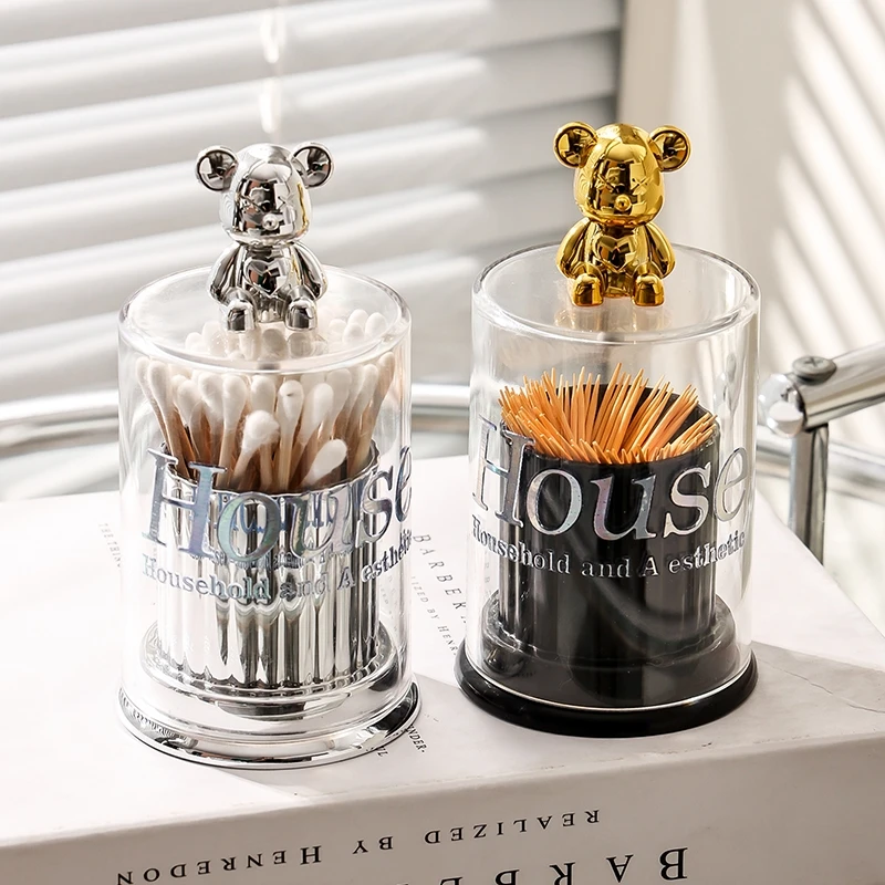 Creative Bear Toothpick Box Cotton Swab Storage Box Toothpick Holder Container Toothpick Dispenser Kitchen Storage Gadgets