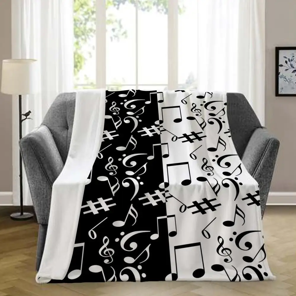 Musical Note Pattern Throw Blanket, Vibrant Color Music Symbols Decor Sofa Blanket Throw Blanket Aesthetic Portable Home Travel