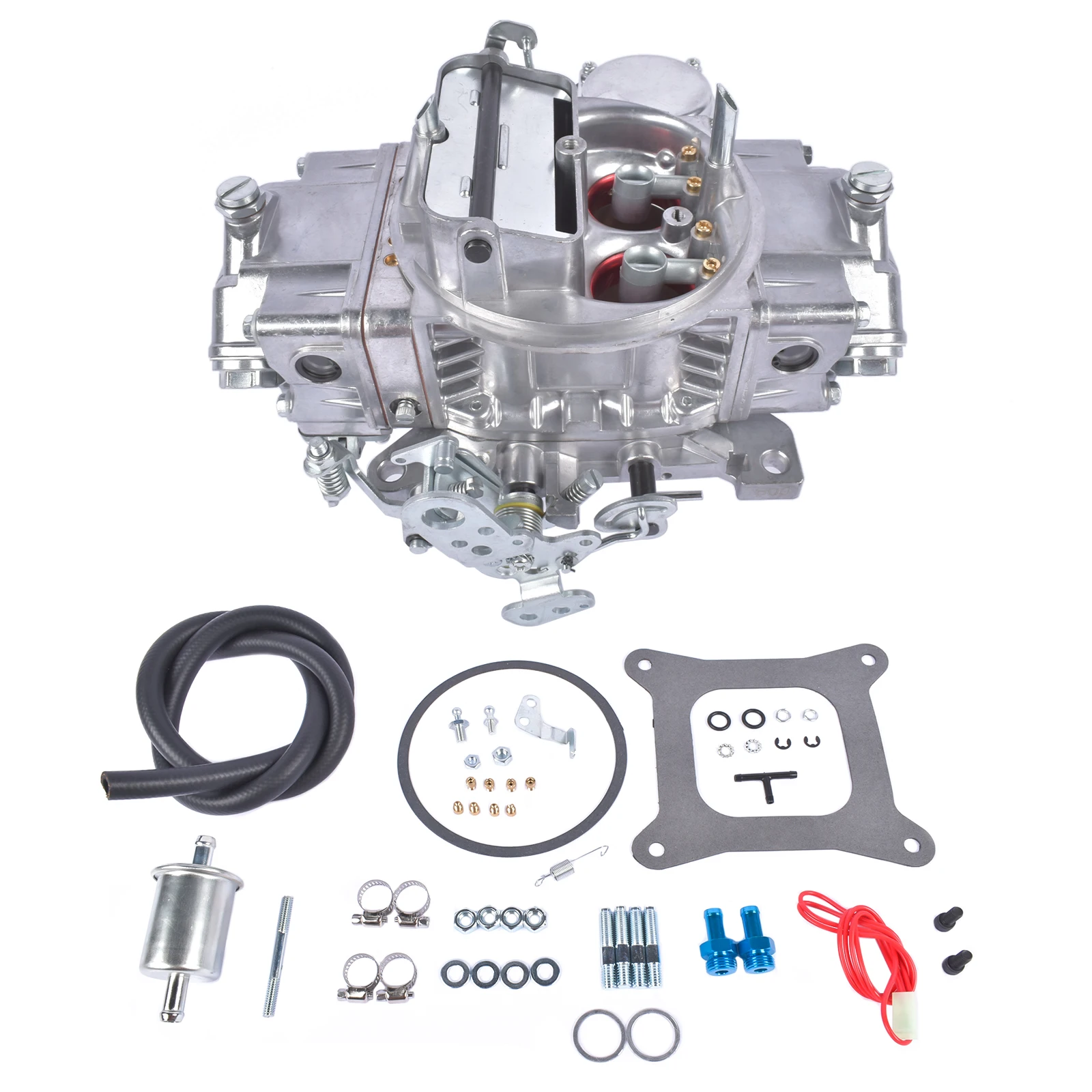 Glossy 600 CFM Carburetor Silver for Electric Choke Vacuum Secondary 4-Barrel 0-80458SA