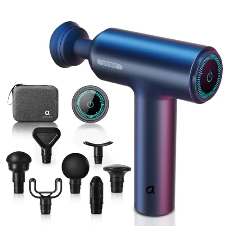 Pistola de masaje de tejido profundo, 6 velocidades, potente pistola masajeadora muscular de percusión de mano con Estuche De Viaje portátil para espalda y hombros S