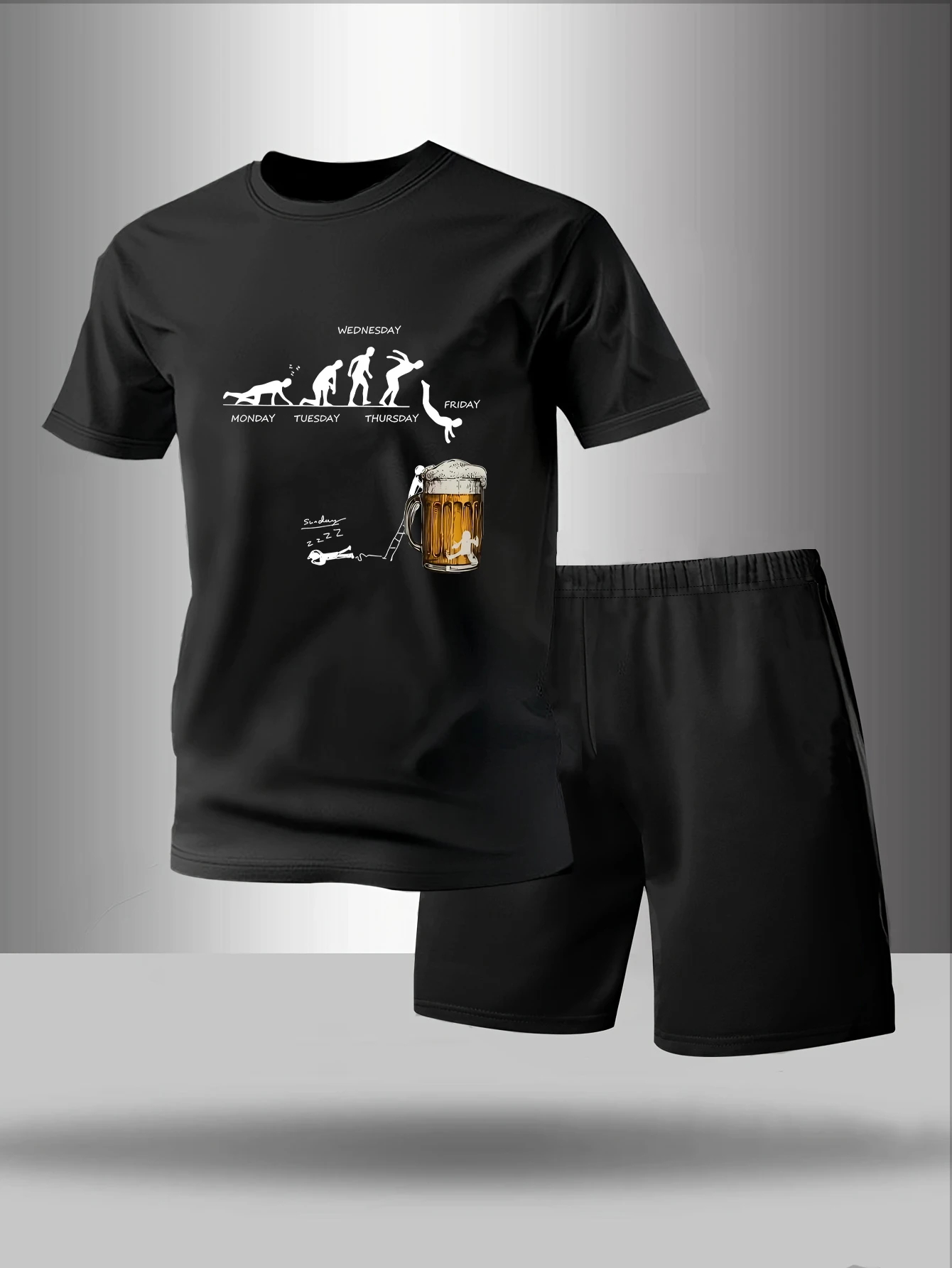 

Two piece men's pajamas for spring summer autumn winter short sleeved shorts fashionable geometric pattern home suit set