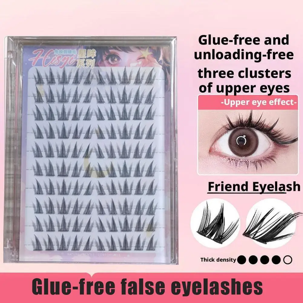 

1set Pre Glued Lashes Self Adhesive Eyelashes Natural Look Individual Lash Clusters 10-12mm No Glue Need Eyelash Makeup Tool
