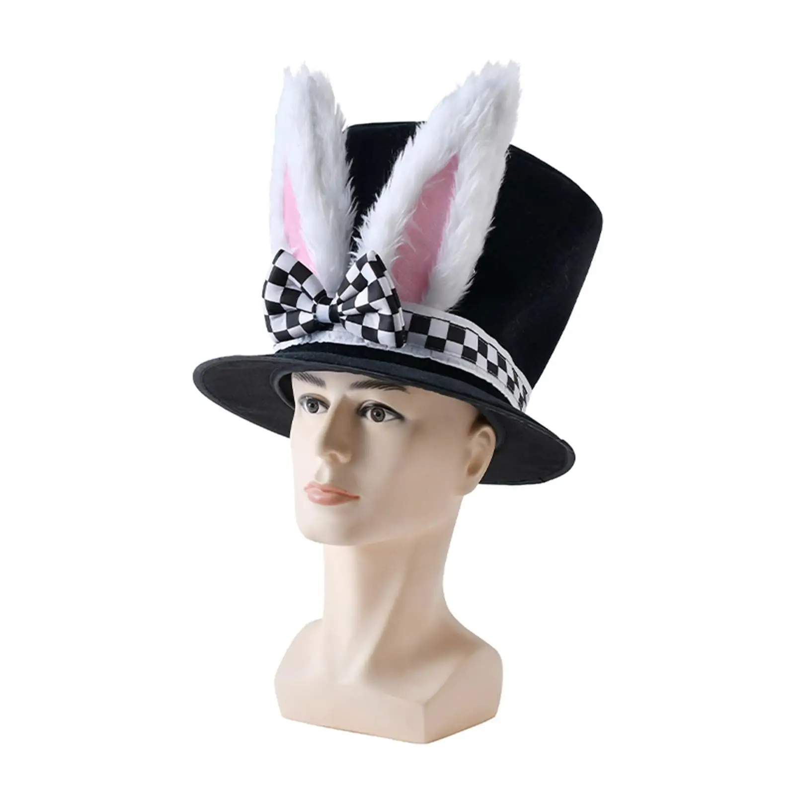 Chapeau haut de forme en velours avec oreilles de lapin pour homme, bonnet de Pâques, chapeau de vacances fantaisie, taille unique, mignon, assaisonnable, lavage des mains, habillage, amusant