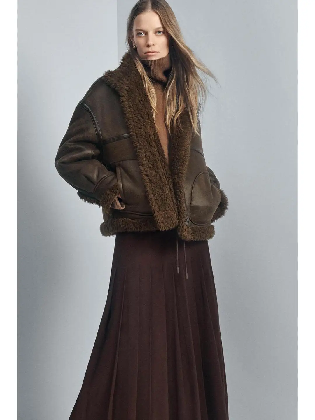 

Adjustable Pilot Jaet Coat Button Closure Hem Belt Double Sided Casual Sle Loose Fit Long Sve Winter Outerwear