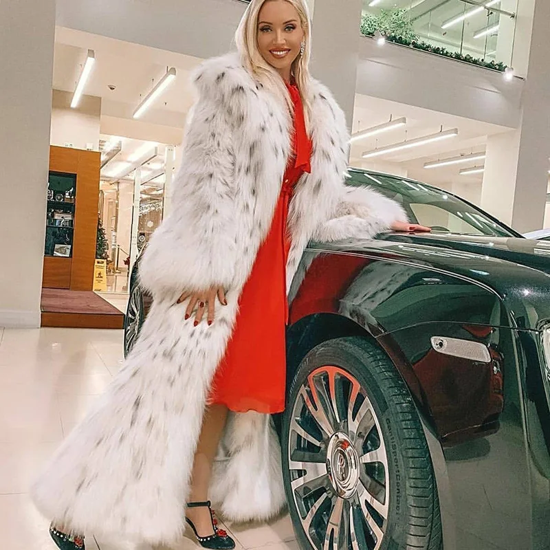 2025 hiver nouvelle fourrure imprimée léopard intégré Long costume col Imitation fourrure de renard fourrure de vison mode manteau femmes