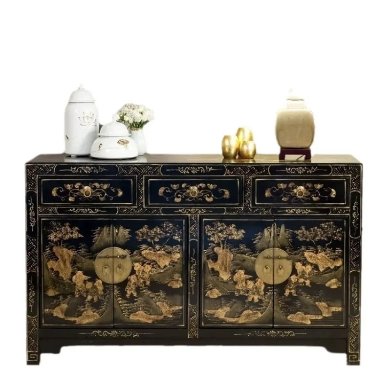 

Шкаф для обуви в стиле ретро, классический входной шкаф из китайского массива дерева, антикварный бытовой обеденный шкаф