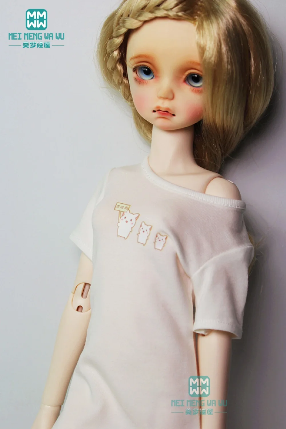 Se adapta a muñecas BJD de 1/4, ropa de moda MSD, camiseta informal larga con estampado, regalo