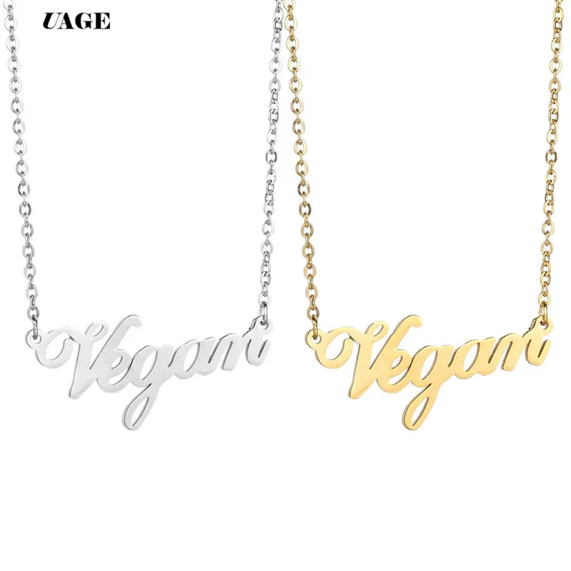 UAGE Vegetarian Symbol  Letters Vegan Necklace Vegan Lifestyle Gift Jewelry for women Necklace