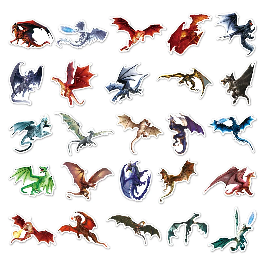 Evil Dragon Stickers for Scrapbook, Stationery, Laptop Craft Supplies, Cartoon Sticker, Vintage Scrapbooking Material, 50Pcs