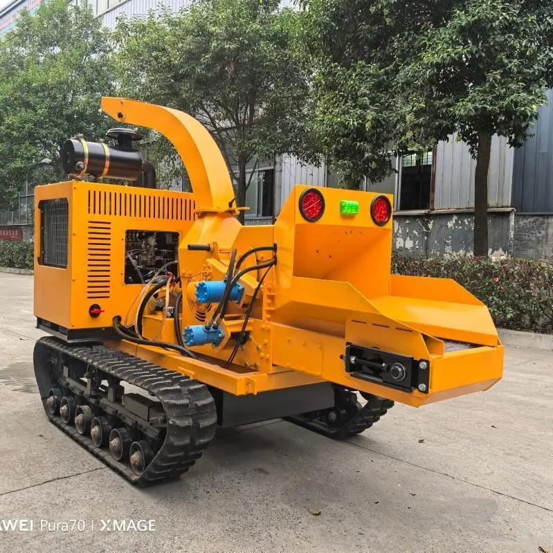 Tracked Hydraulic Diesel Wood Chipper Shredder Heavy Duty Forest Log Branch Mulching Machine