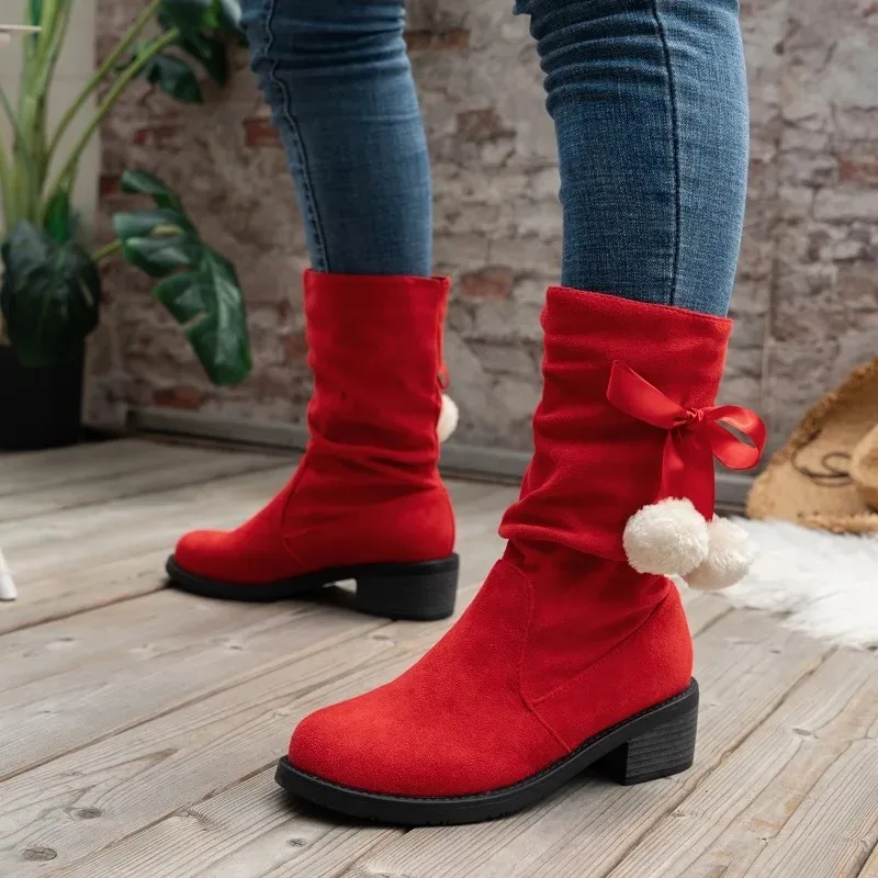 

Fashion Women Boot Suede and Calf Fashion Boot Fall Low Heel Foot Cover British Wind Platform Boot Large Size 41 42 Women Shoe