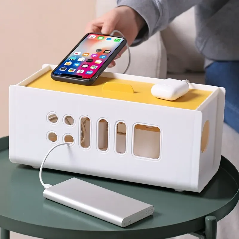 Cable Storage Box Multifunctional Power Board Wire Management Socket Wire Case Home Room Safety Network Line Storage Bin image 3