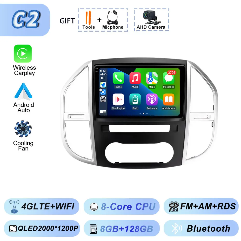 Android Auto WIFI Autoraido Intelligente Systemen DVD Autoradio Head Unit Draadloos Voor Mercedes Benz Vito 3 W447 2014-2020 CarPlay