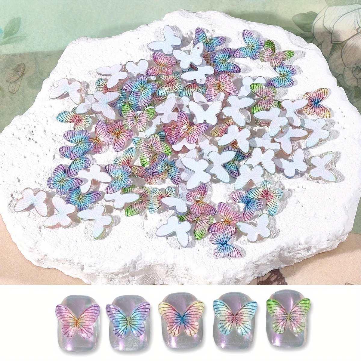 20/50/100 stücke Fee Schmetterling Glitter Harz Nail art Dekoration Insekt Thema Schmuck Sommer Elegante Handwerk Ornamente Zubehör