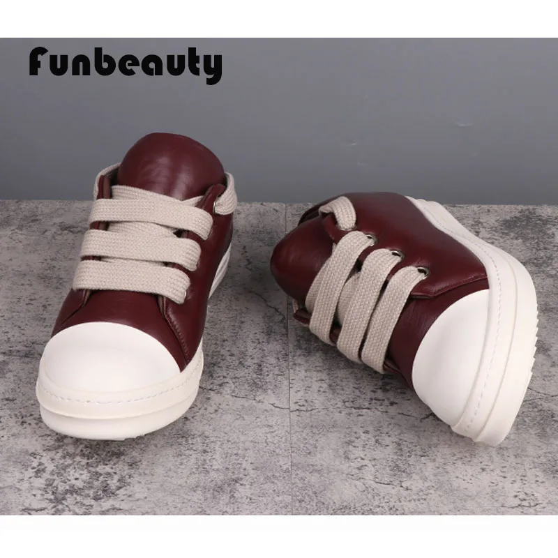 2024 Women's Genuine Leather Sneakers Thick Soled Bread Shoes Height Increasing Shoes Versatile Classic Lace Up Unisex Shoes