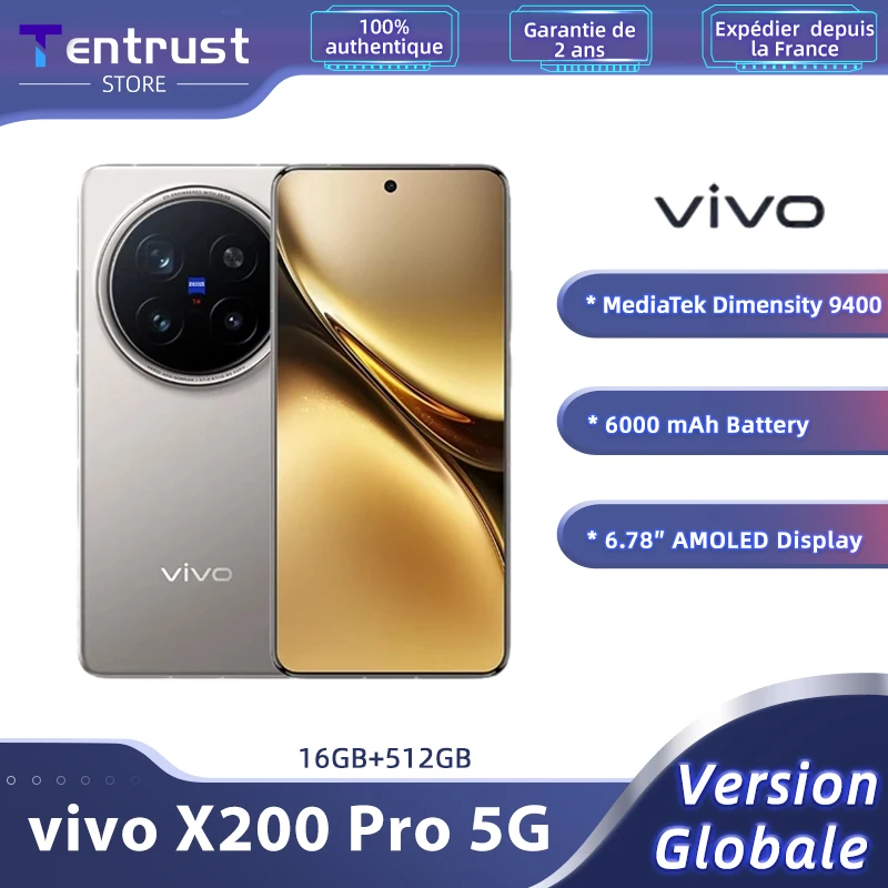 Version mondiale vivo X200 Pro 5G smartphone android 15 MediaTek Dimensity 9400 6.78? Display 200MP Camera 6000 mAh Battery