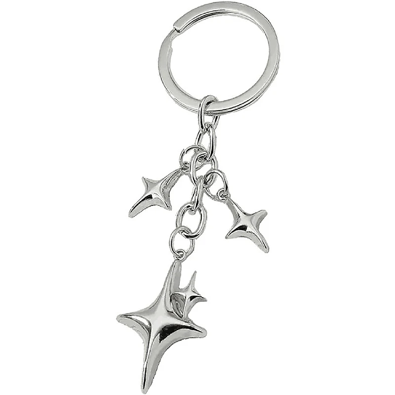 Y2K Keychains Star Moon Metal Key Rings For Women Men Friendship Gifts Handbag Decoration Handmade Jewelry