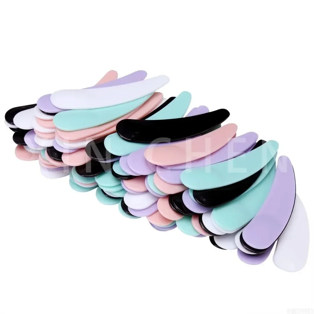 100Pcs Mini Cosmetic Mask Spatula Disposable Curved Scoop Makeup Mask Cream Spoon Eye Cream Stick Make Up Face Beauty Tool Kits