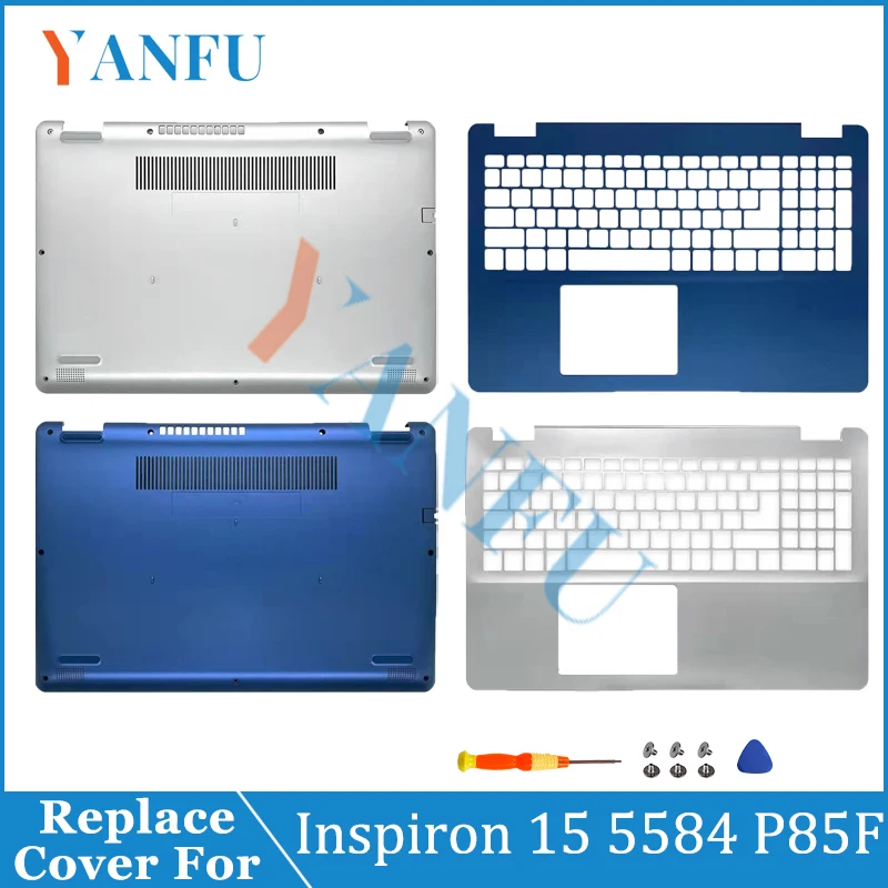 

New Laptop Cover For Inspiron 15 5584 P85F 0GYCJR LCD Back Cover Front Bezel Hinges Palmrest Bottom Case Screws 15.6" Blue