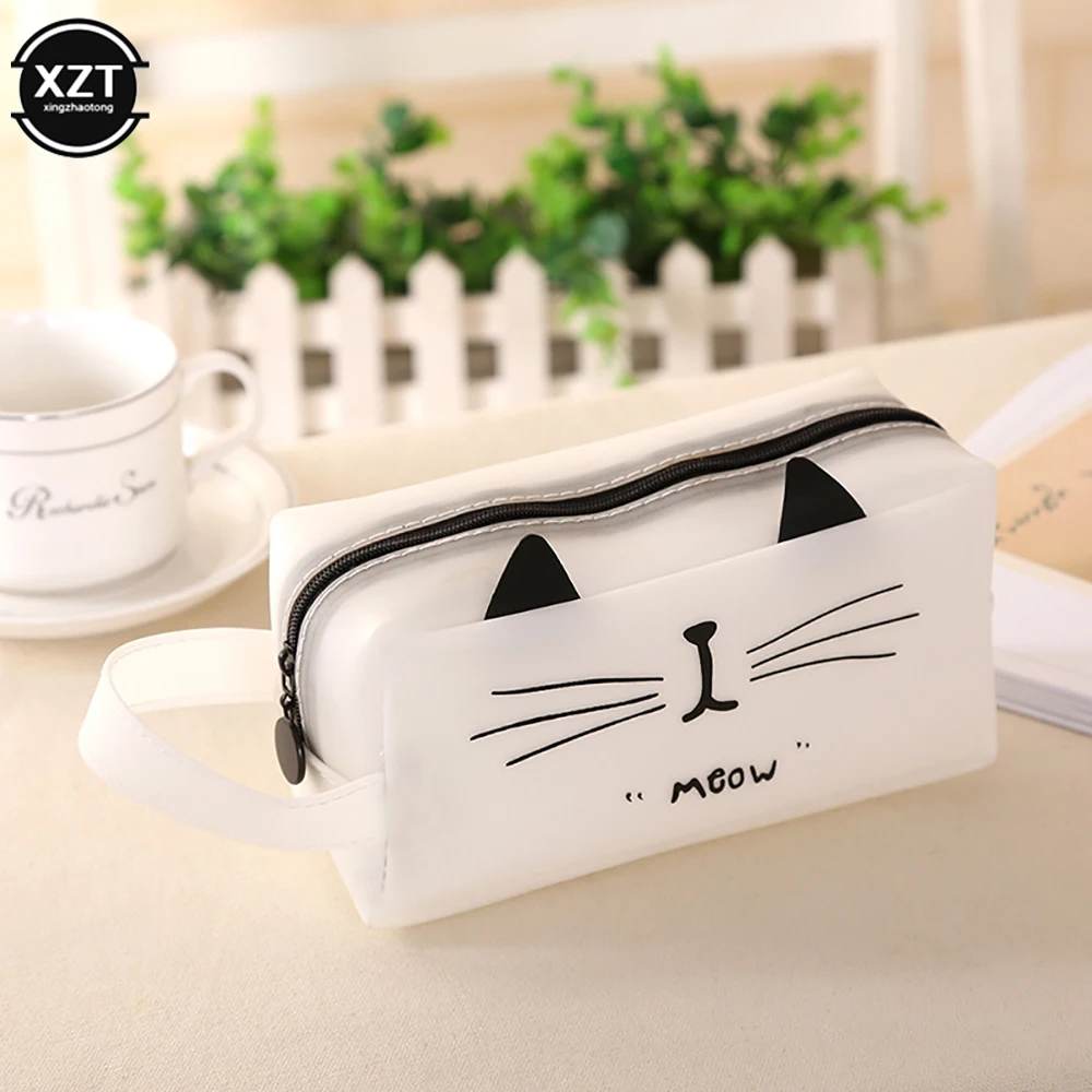 Cat Pencil Case Super Big Silica Gel Students School Supplies Stationery Gift School Cute Pencil Box Pencilcase Pencil