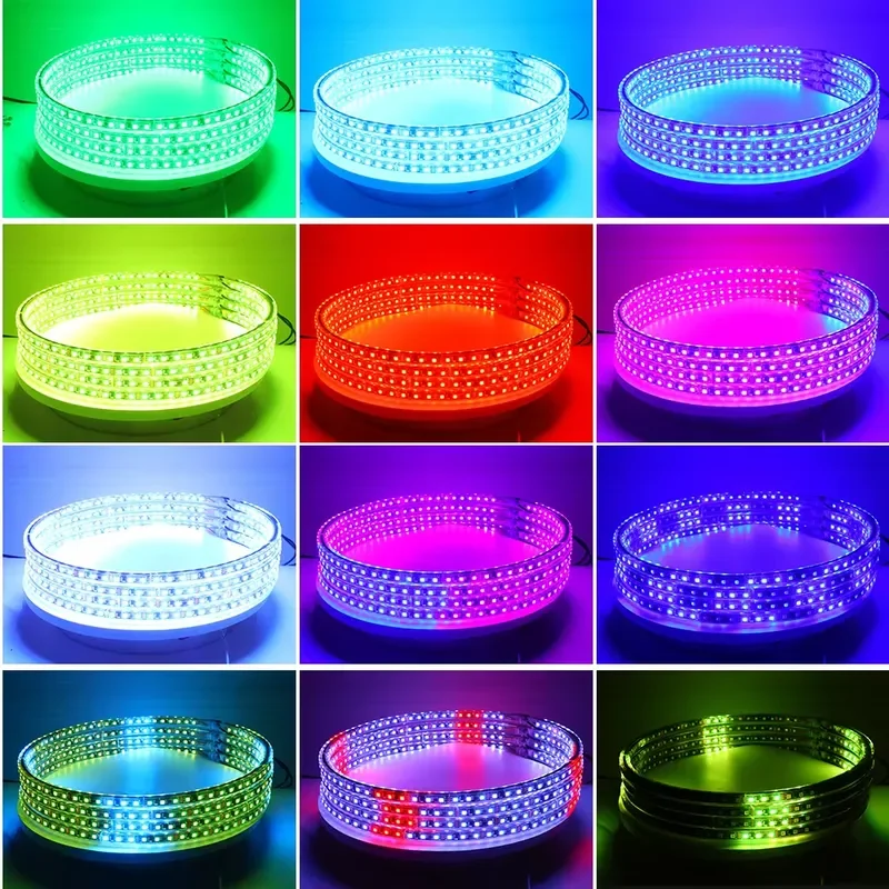 4 LED Wheel Ring Lights IP68 Pro RGB Color Chasing 600LEDs Blue Tooth APP Controlled Double Row with Turn signal and Brake