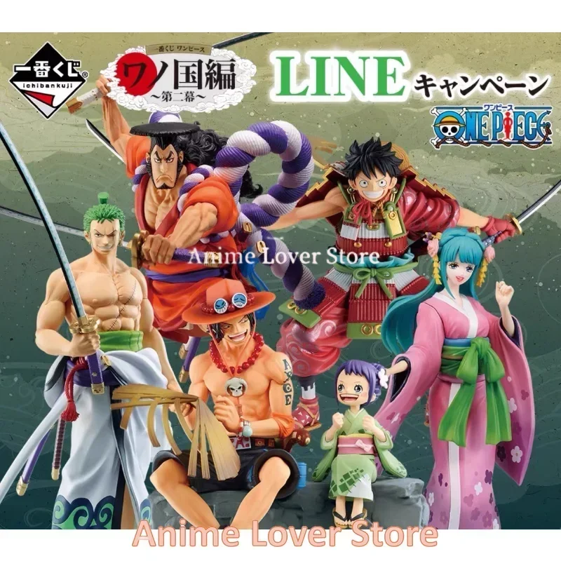 Bandai Original One Piece Ichiban Kuji Wano Country Ace Tama Luffy Zoro Kozuki Oden Hiyori Anime Figures Toys for Kids Gift