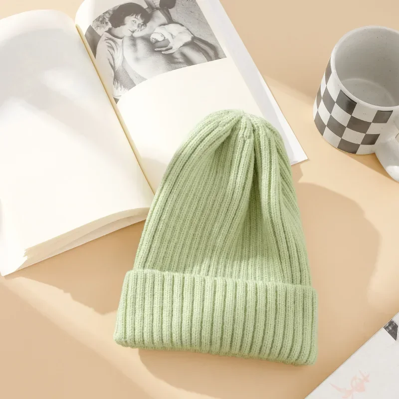 Fashion Girl Soft Warm Fluffy Solid Color Winter Hat for Women Autumn Knitted Hat Skullies Beanies Female Bonnet Woman Knit Cap